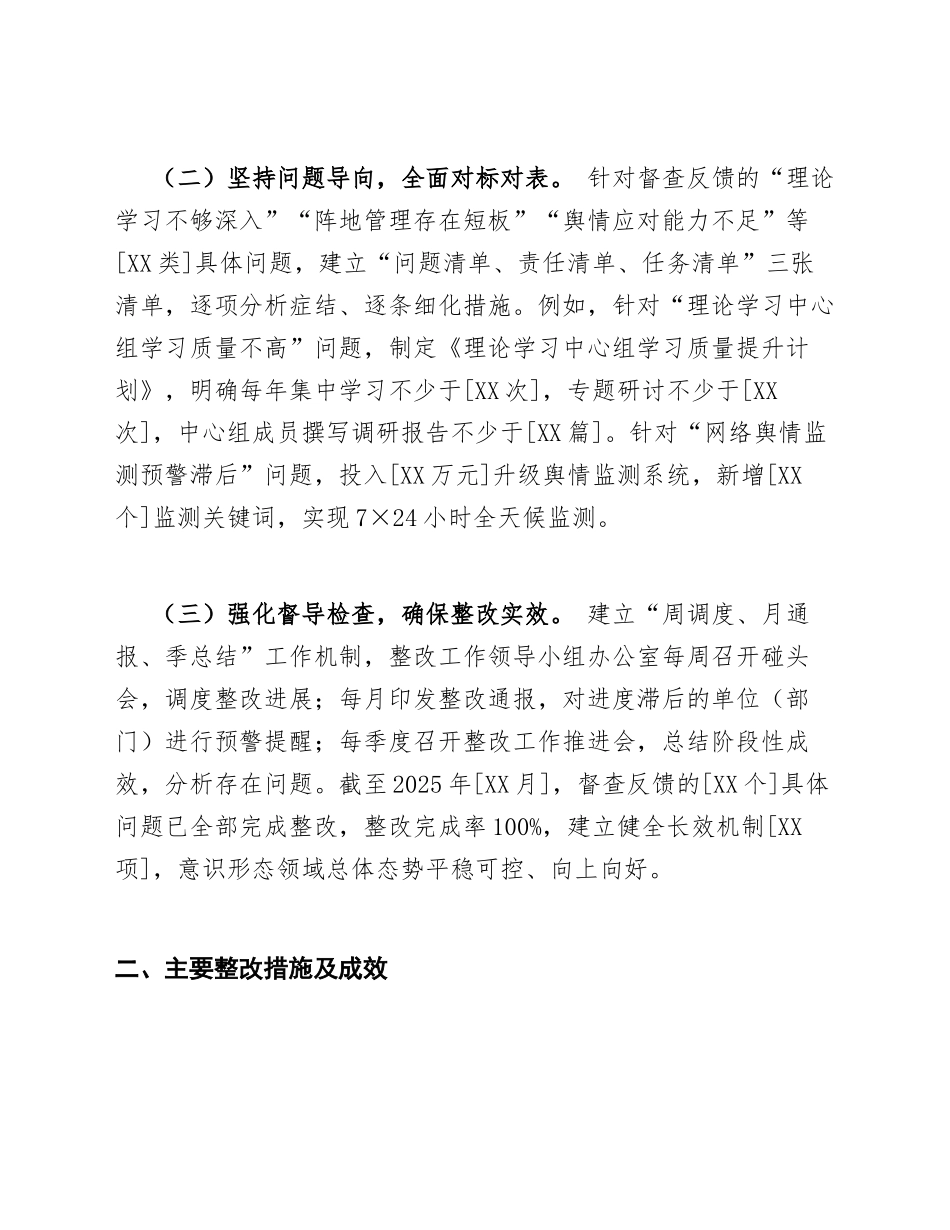 2025年党委（党组）意识形态工作责任制落实情况整改报告（含问题清单与整改台账）_第2页
