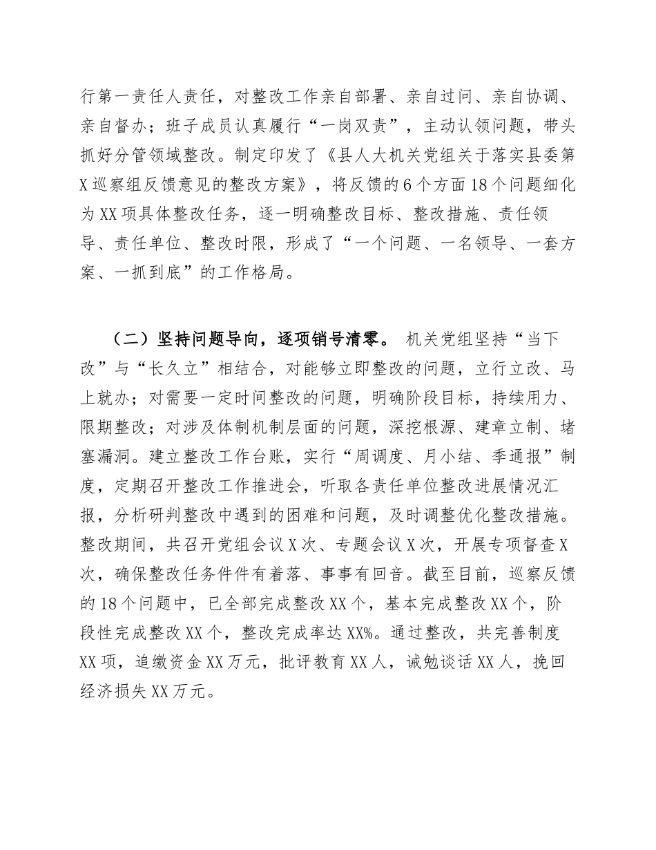 2025年关于巡察县人大机关党组反馈意见整改情况的报告（含整改台账模板）_第2页