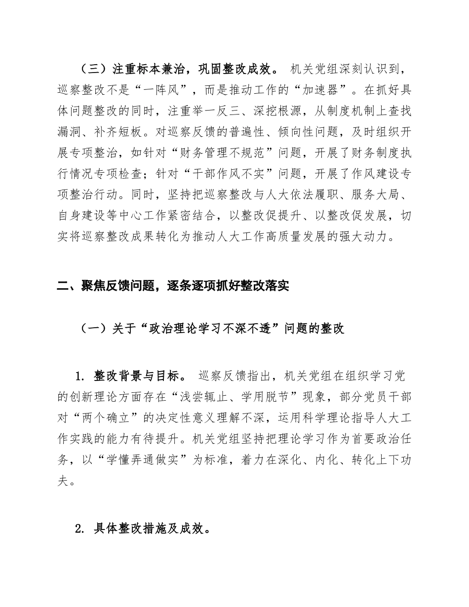 2025年关于巡察县人大机关党组反馈意见整改情况的报告（含整改台账模板）_第3页