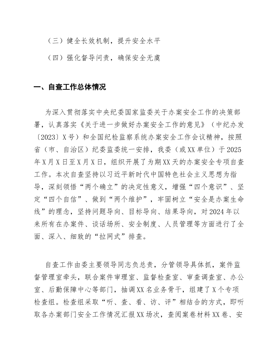 2025年纪检监察机关办案安全自查报告（含整改台账模板）_第2页