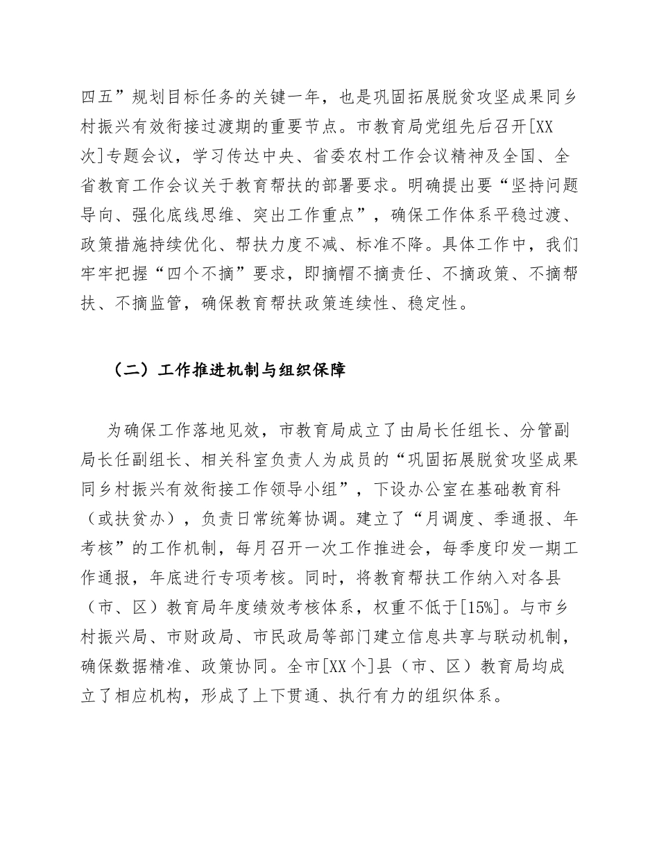 2025年教育局巩固拓展脱贫攻坚成果同乡村振兴有效衔接工作总结（含标准框架与数据模板）_第2页