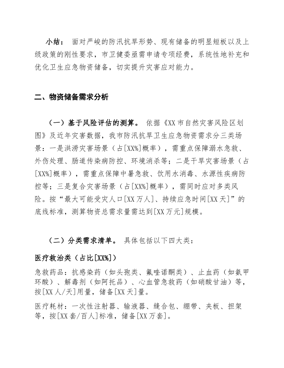 2025年市卫健委关于申请防汛抗旱卫生应急物资储备的请示（含请示格式规范）_第3页