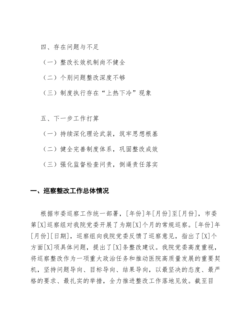 2026年公立医院巡察整改工作情况汇报（含问题清单与整改台账）_第2页