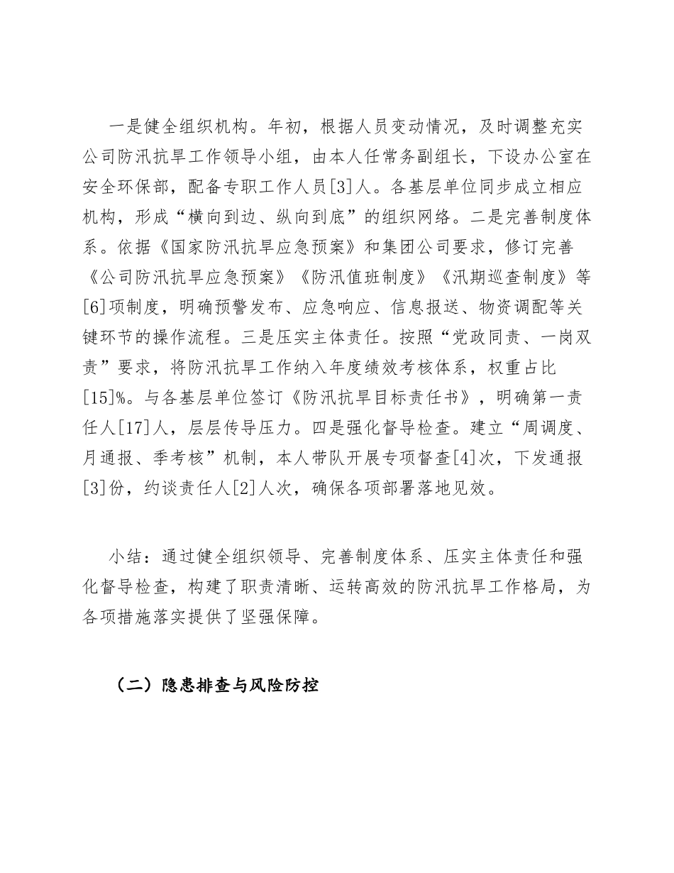 2026年国企分管安全副总年度述职报告防汛抗旱专项（含履职清单模板）_第3页