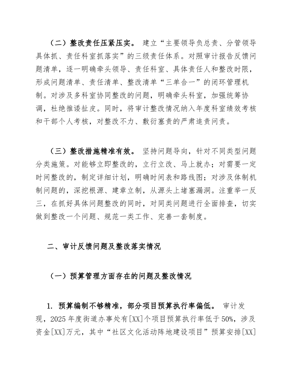 2026年街道办事处财务审计反馈问题整改情况报告（含整改台账模板）_第3页