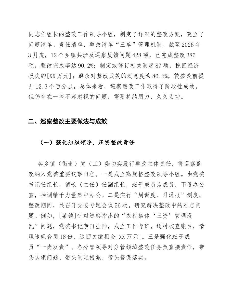 2026年乡镇巡察整改情况调研报告（含数据模板与问题清单）_第3页