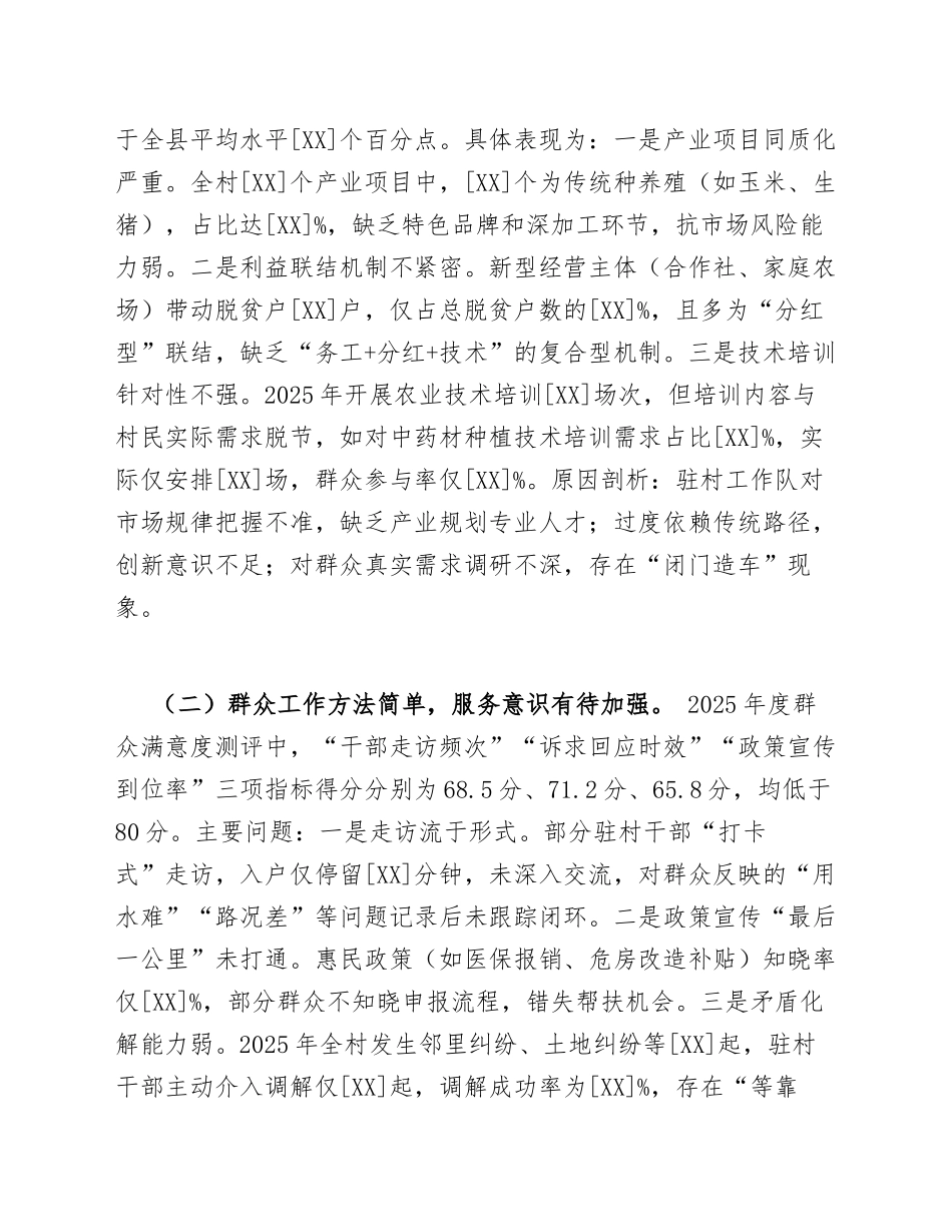 2026年驻村工作整改落实报告（含问题清单与整改台账模板）_第3页