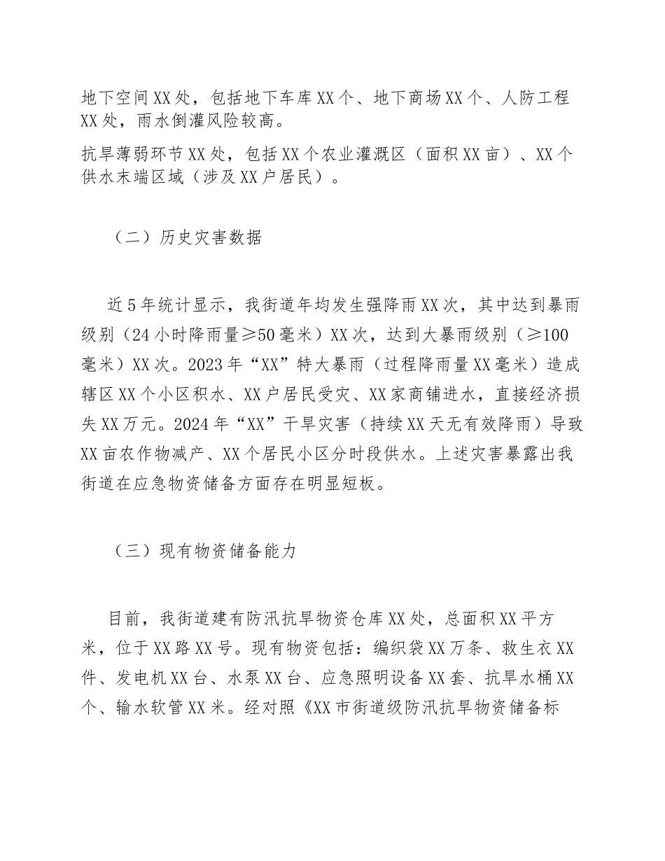 2026年XX街道办事处关于申请防汛抗旱物资储备经费的请示（含标准格式模板）_第3页
