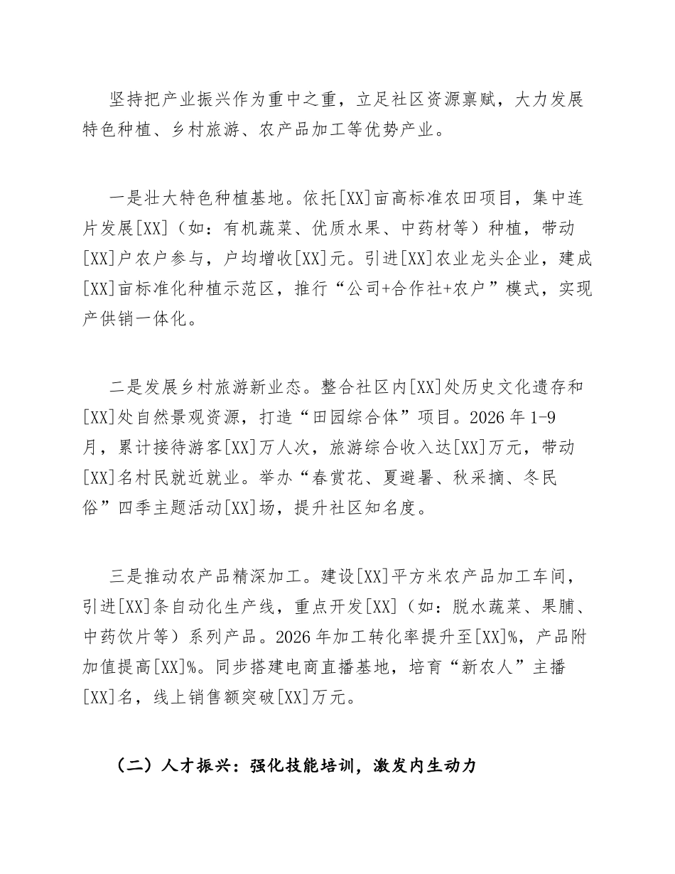 2026年XX社区乡村振兴战略推进工作简报（含季度工作要点与数据模板）_第3页