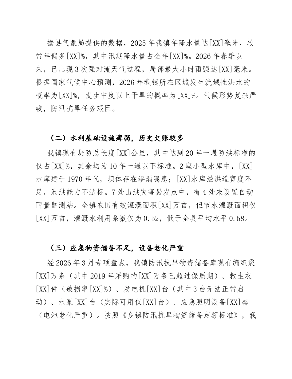2026年镇政府关于申请防汛抗旱应急资金的请示（含标准公文格式模板）_第3页