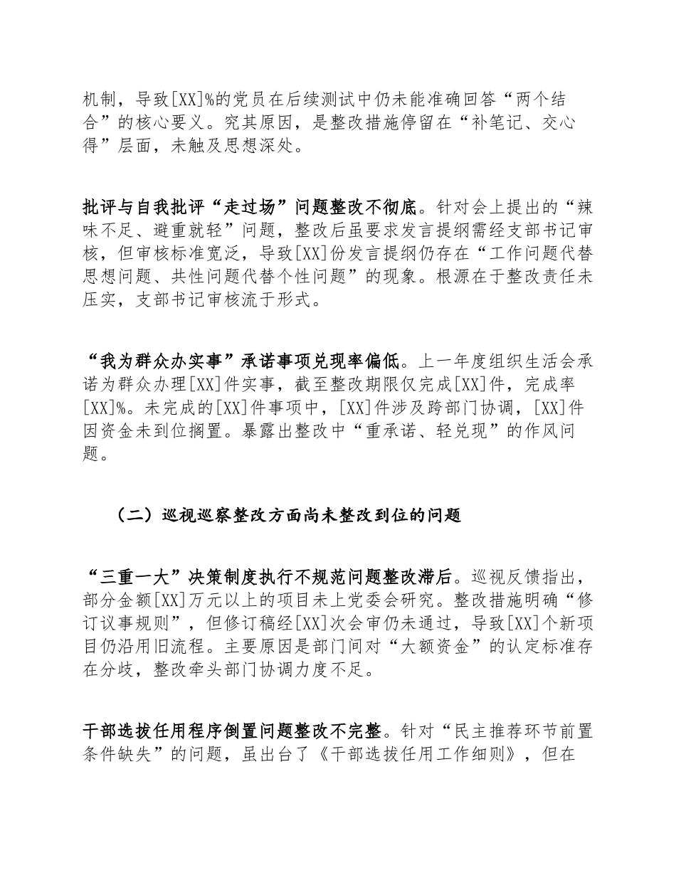 2025年度关于上一年度生活会、巡视巡察整改和审计整改及谈心谈话指出问题尚未整改到位情况的专项整改方案（含整改台账模板）_第3页