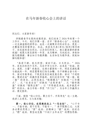 在马年新春收心会上的讲话