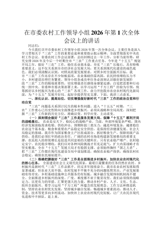 在市委农村工作领导小组2026年第1次全体会议上的讲话