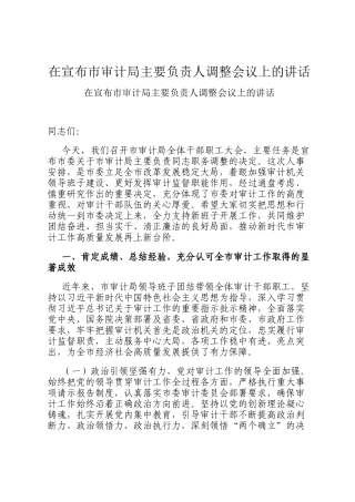 在宣布市审计局主要负责人调整会议上的讲话