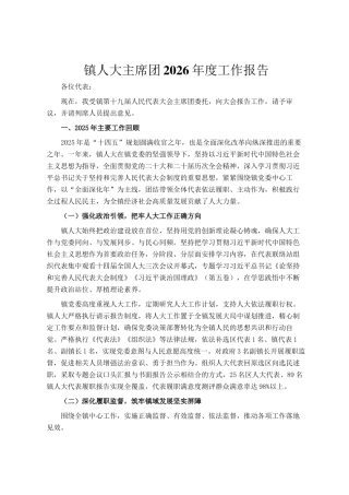 镇人大主席团2026年度工作报告