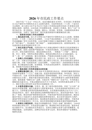 2026年市民政工作要点