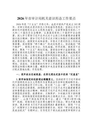 2026年市审计局机关意识形态工作要点