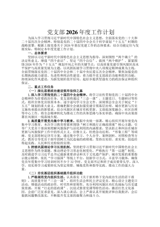 党支部2026年度工作计划