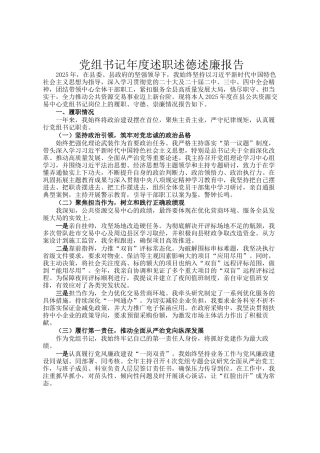 党组书记年度述职述德述廉报告