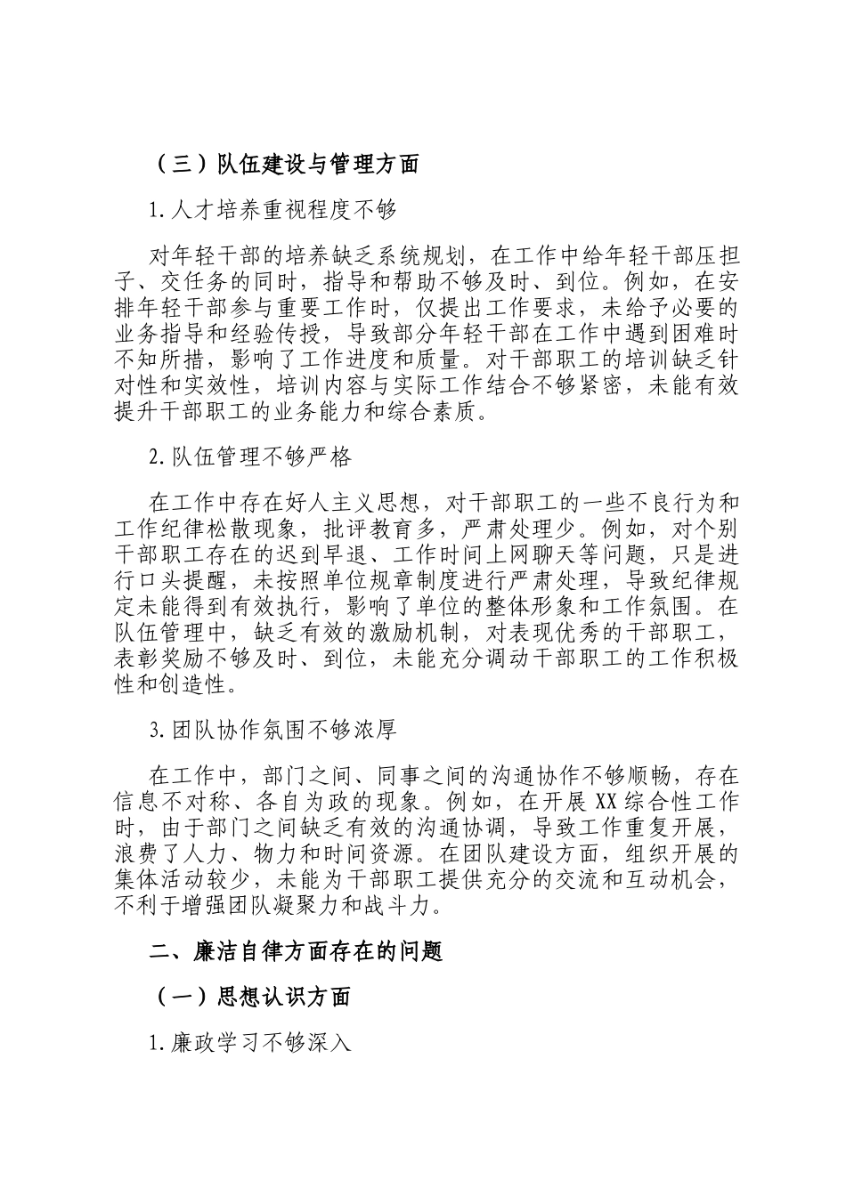 个人履职尽责和廉洁自律问题清单_第3页