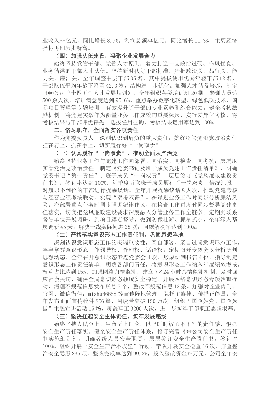 公司党委副书记述职述责述廉述学报告_第2页