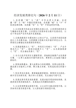 经济发展类排比句（2026年2月11日）