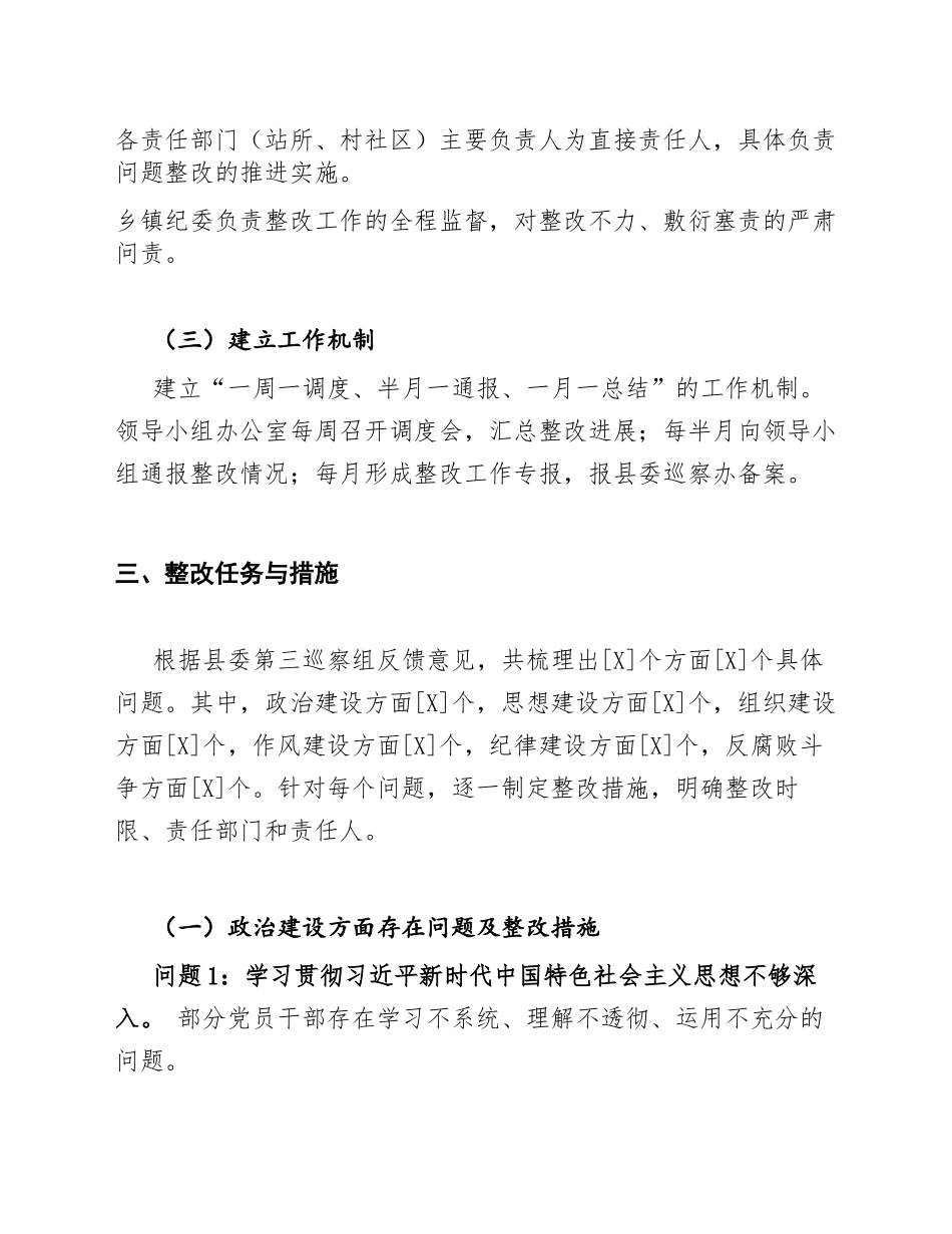 2020年乡镇巡察整改工作方案（含整改台账模板）_第3页