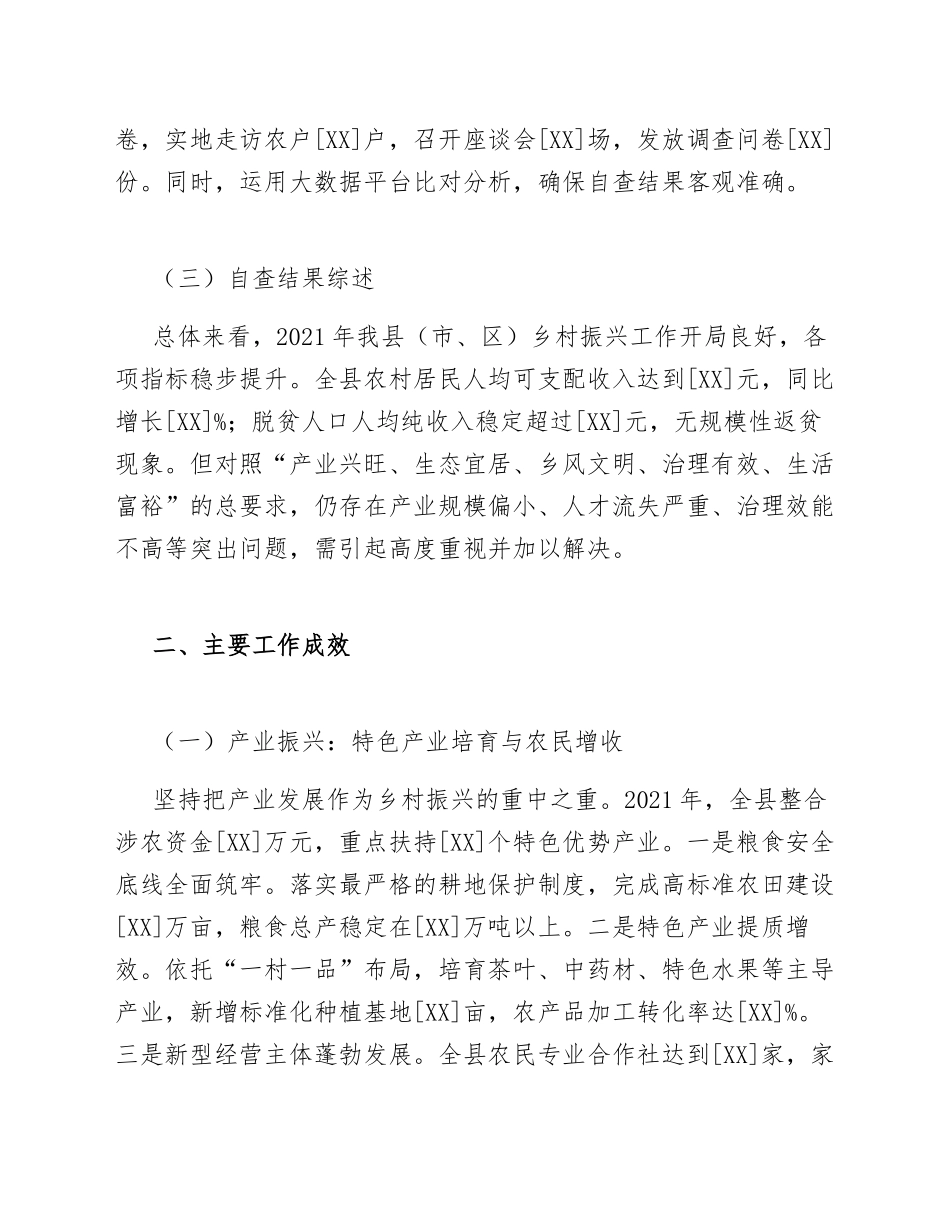 2021年乡村振兴工作自查报告（含问题清单与整改台账模板）_第2页