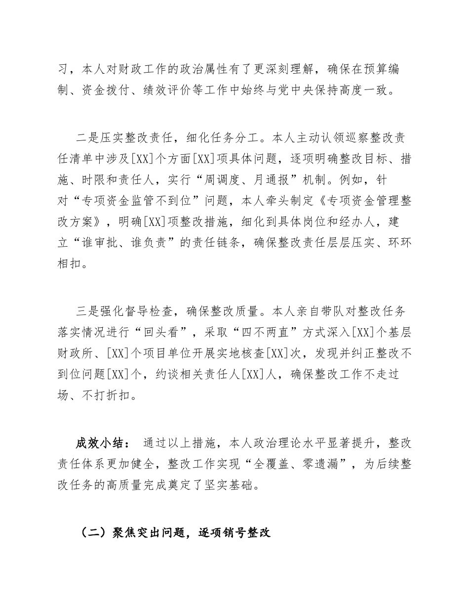 2025年财政局巡察整改个人总结（含整改台账与成效分析）_第3页
