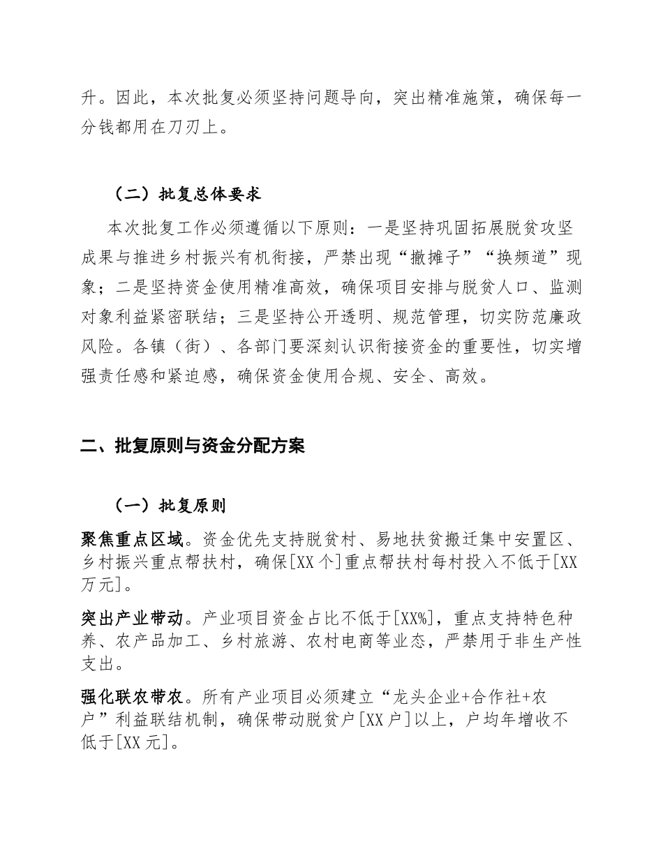 2025年度关于申请乡村振兴衔接资金使用计划的批复（含批复文件模板）_第2页