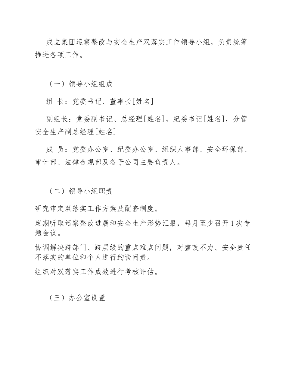 2025年国有企业巡察整改与安全生产双落实工作方案（含责任清单模板）_第3页