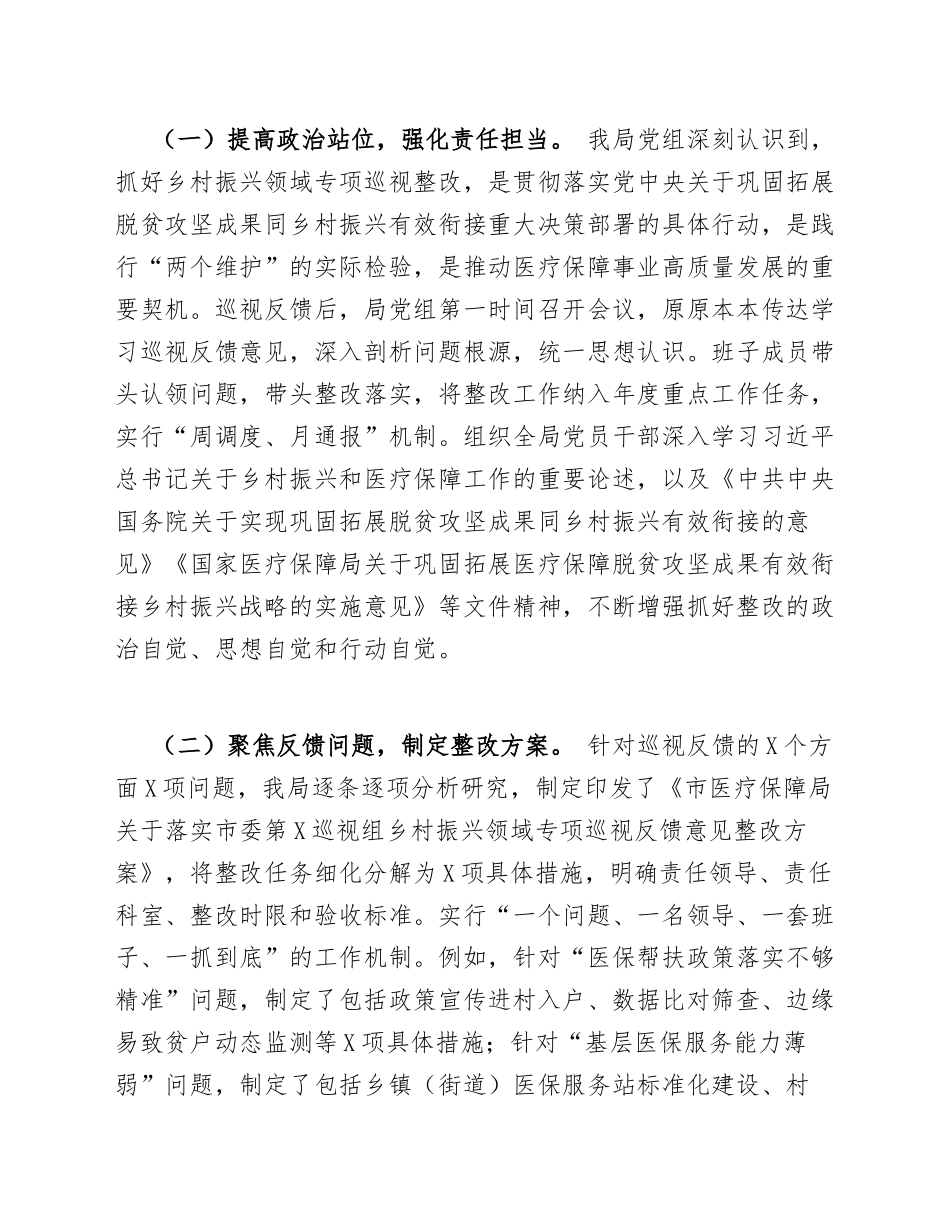 2025年市医疗保障局关于乡村振兴领域专项巡视整改情况的报告（含整改清单）_第2页