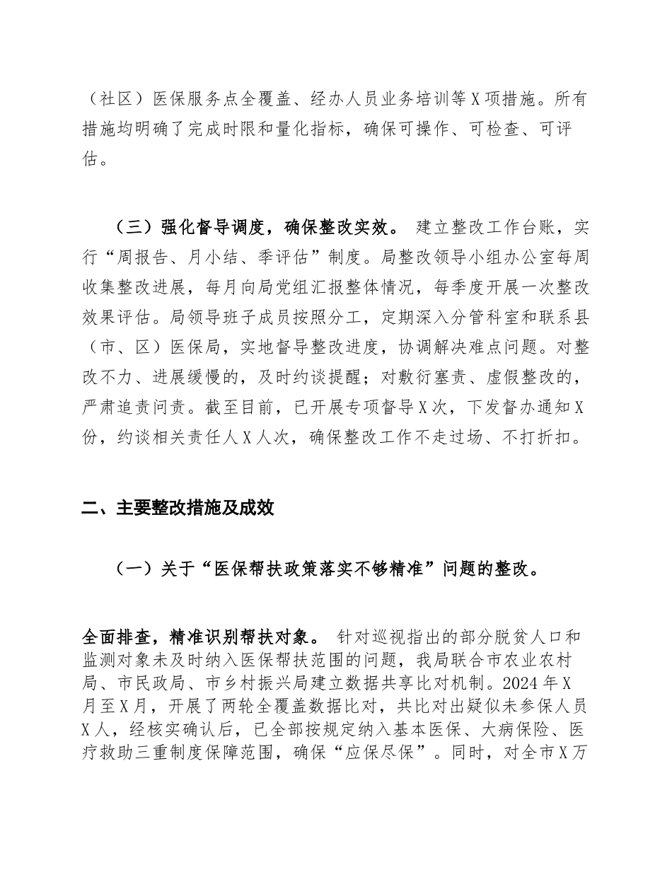 2025年市医疗保障局关于乡村振兴领域专项巡视整改情况的报告（含整改清单）_第3页