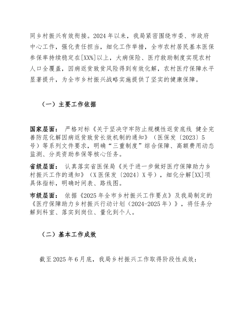 2025年市医疗保障局乡村振兴战略实施情况自查报告（含问题清单与整改台账）_第2页
