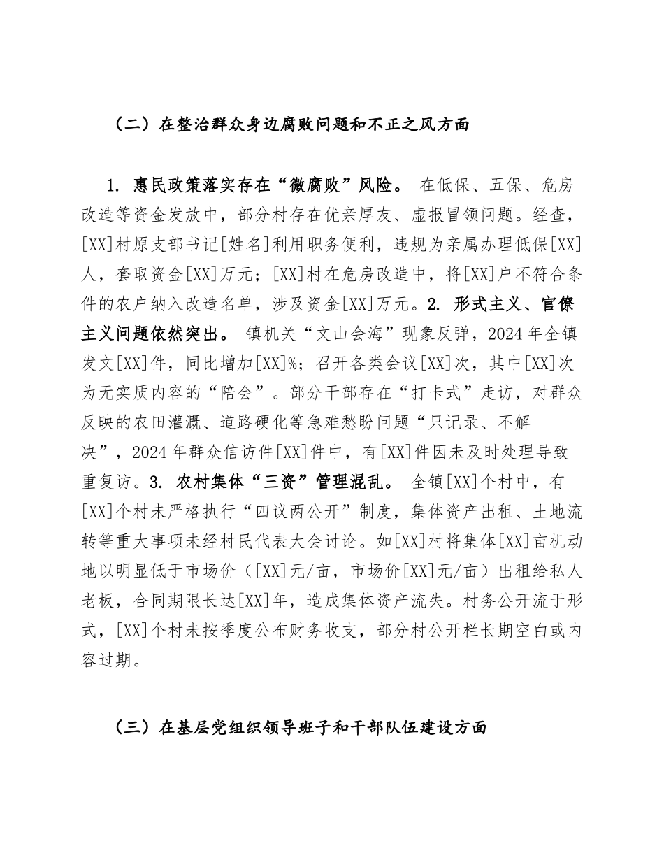 2025年乡镇基层巡察整改对照检查材料（含问题清单与整改措施模板）_第3页