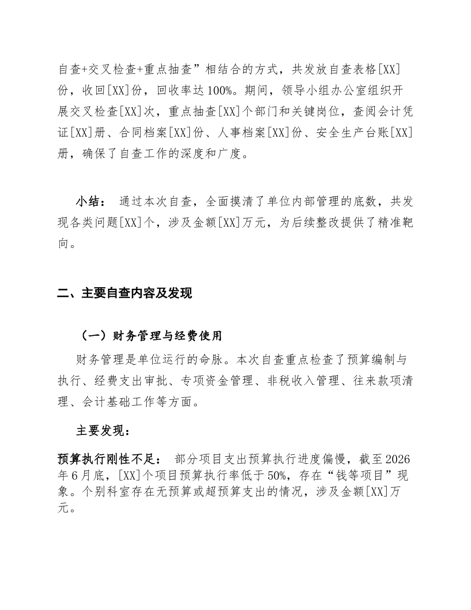 2026年度单位内部管理自查自纠工作报告（含问题清单与整改台账模板）_第3页