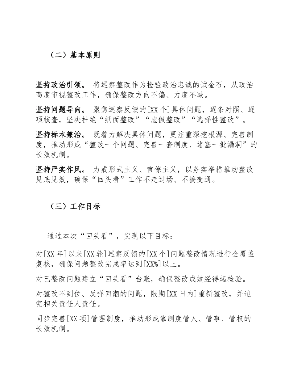 2026年度巡察整改反馈问题“回头看”工作方案（含自查清单模板）_第2页