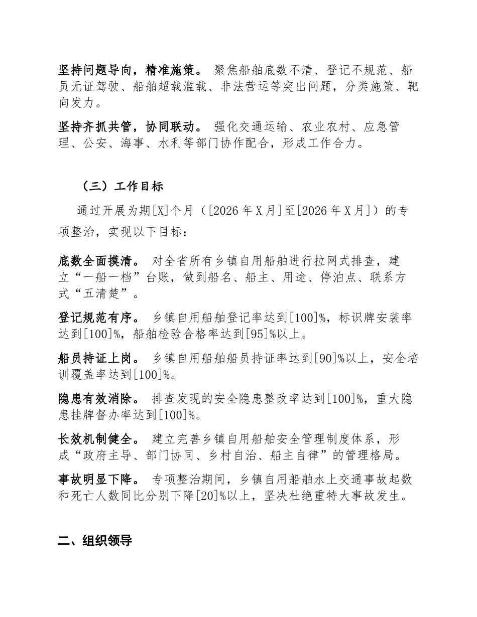 2026年贵州省乡镇自用船舶规范管理专项整治工作方案（含全文模板）_第2页