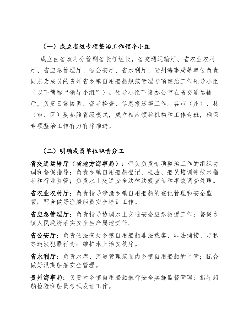 2026年贵州省乡镇自用船舶规范管理专项整治工作方案（含全文模板）_第3页