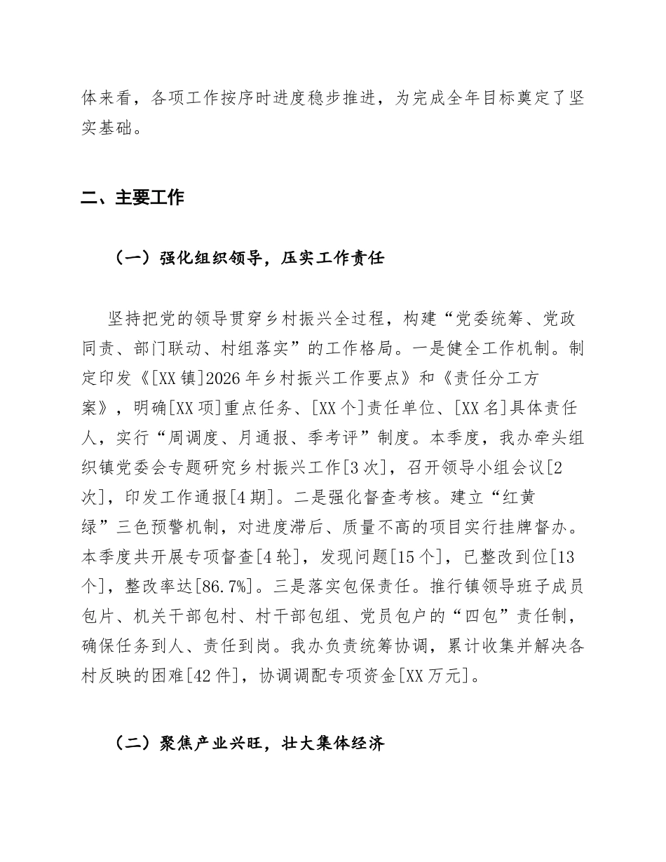 2026年乡镇党政办主任第一季度乡村振兴工作总结（含问题剖析与改进措施）_第2页