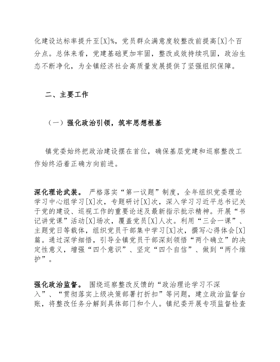 2026年乡镇基层党建与巡察整改结合的工作汇报框架（含标准模板）_第2页