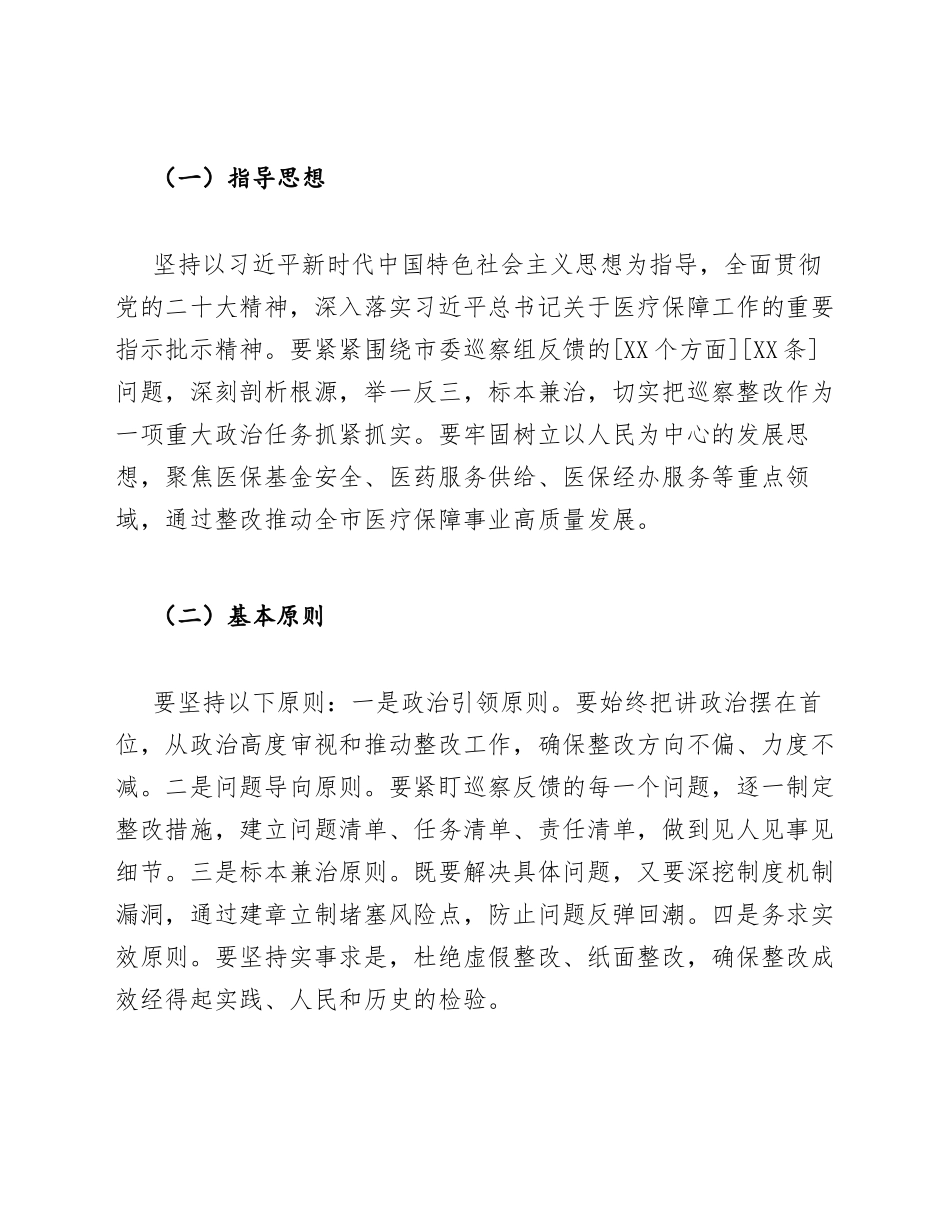 2026年医疗保障局党组关于落实市委巡察反馈意见的整改方案（含责任分工模板）_第3页