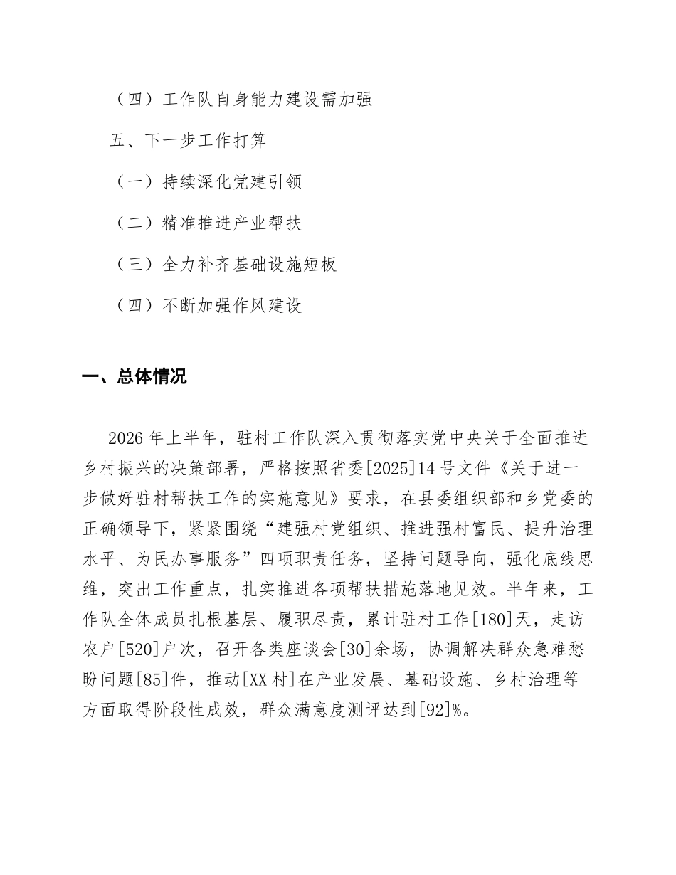 2026年驻村工作队半年工作总结（含标准公文模板）_第2页