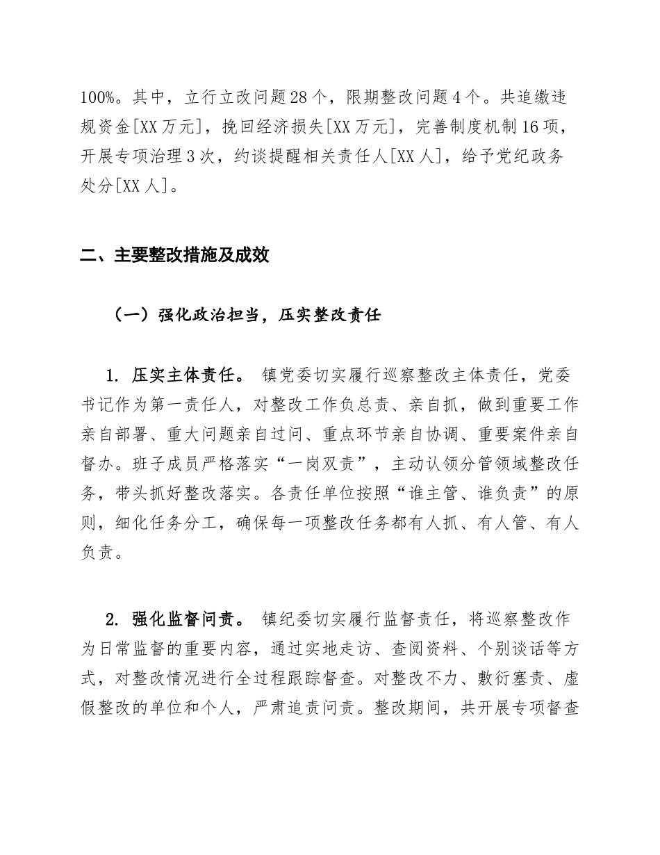 2026年XX镇关于巡察整改落实情况的报告（含整改台账模板）_第3页