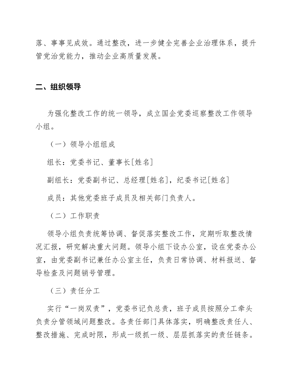 2025年国企党委巡察整改专题生活会整改方案（含整改清单模板）_第2页