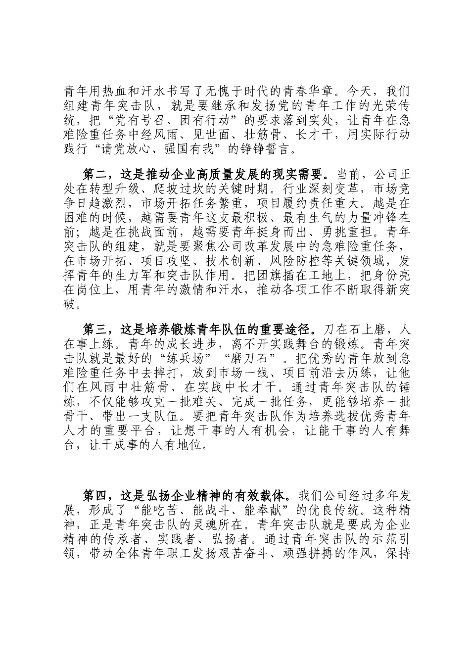 书记在青年突击队授旗仪式上的讲话_第2页