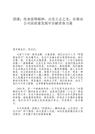团课：传承雷锋精神，点亮立志之光，在推动公司高质量发展中贡献青春力量