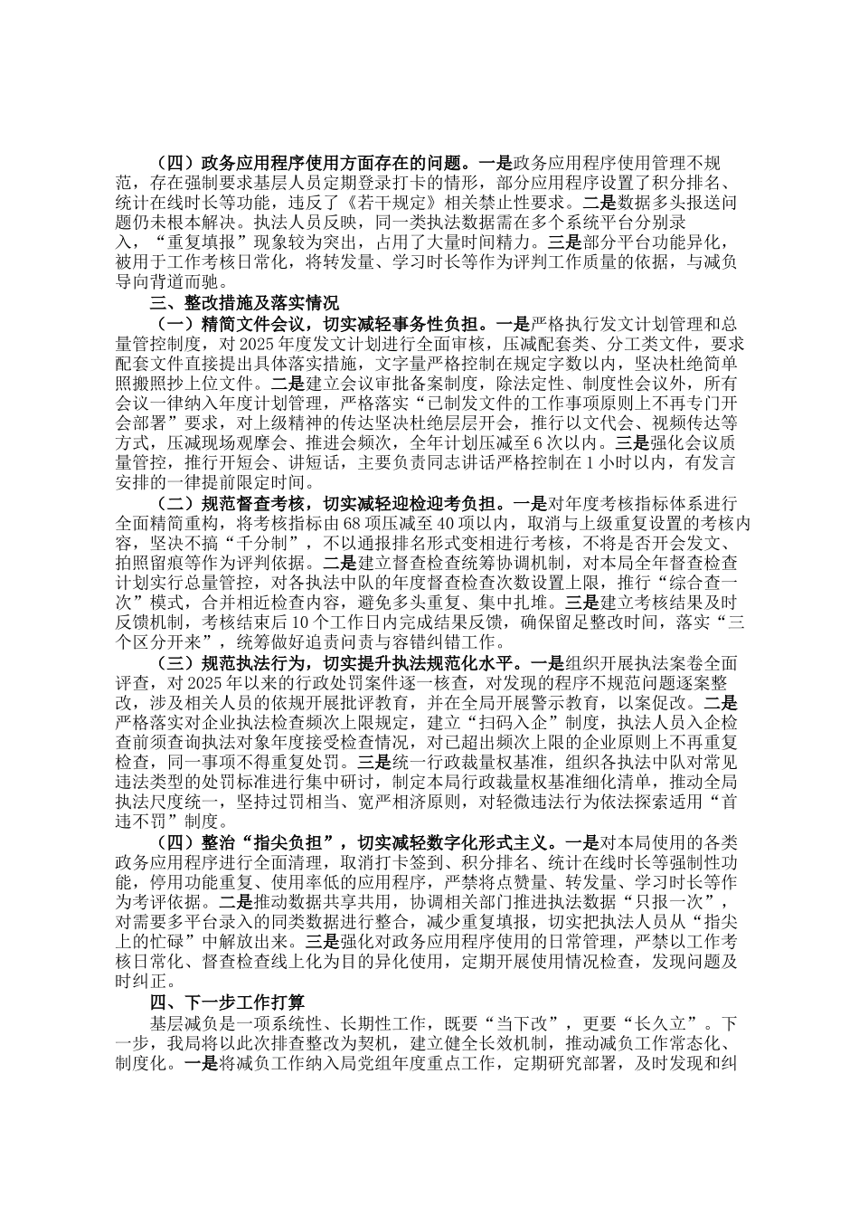 县综合执法局基层减负典型问题排查整改报告_第2页