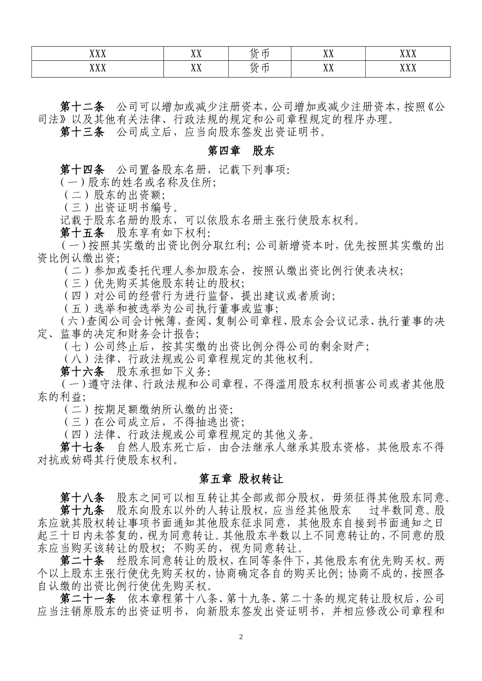 xxx公司章程_第2页