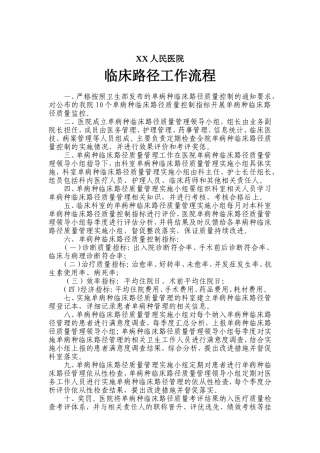 XX人民医院临床路径工作流程